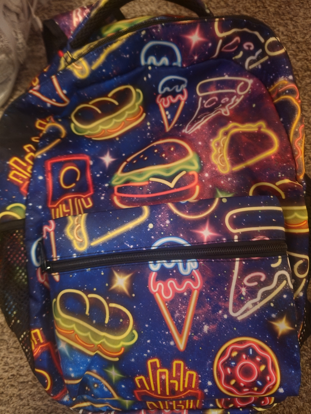 Amazon Kids Neon Food Print Backpack - Blue Multicolor